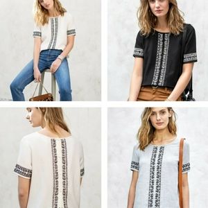 SEZANE FLORAL EMBROIDERED BLOUSE